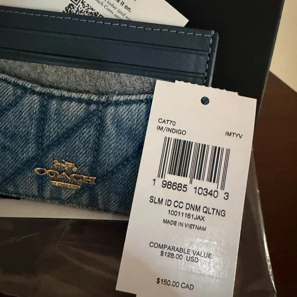 NWT Coach Quilted Denim Slim ID Card Case - Picture 6 of 6